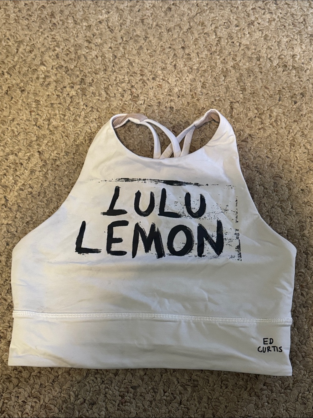lululemon athletica white graphic high-neck sports bra